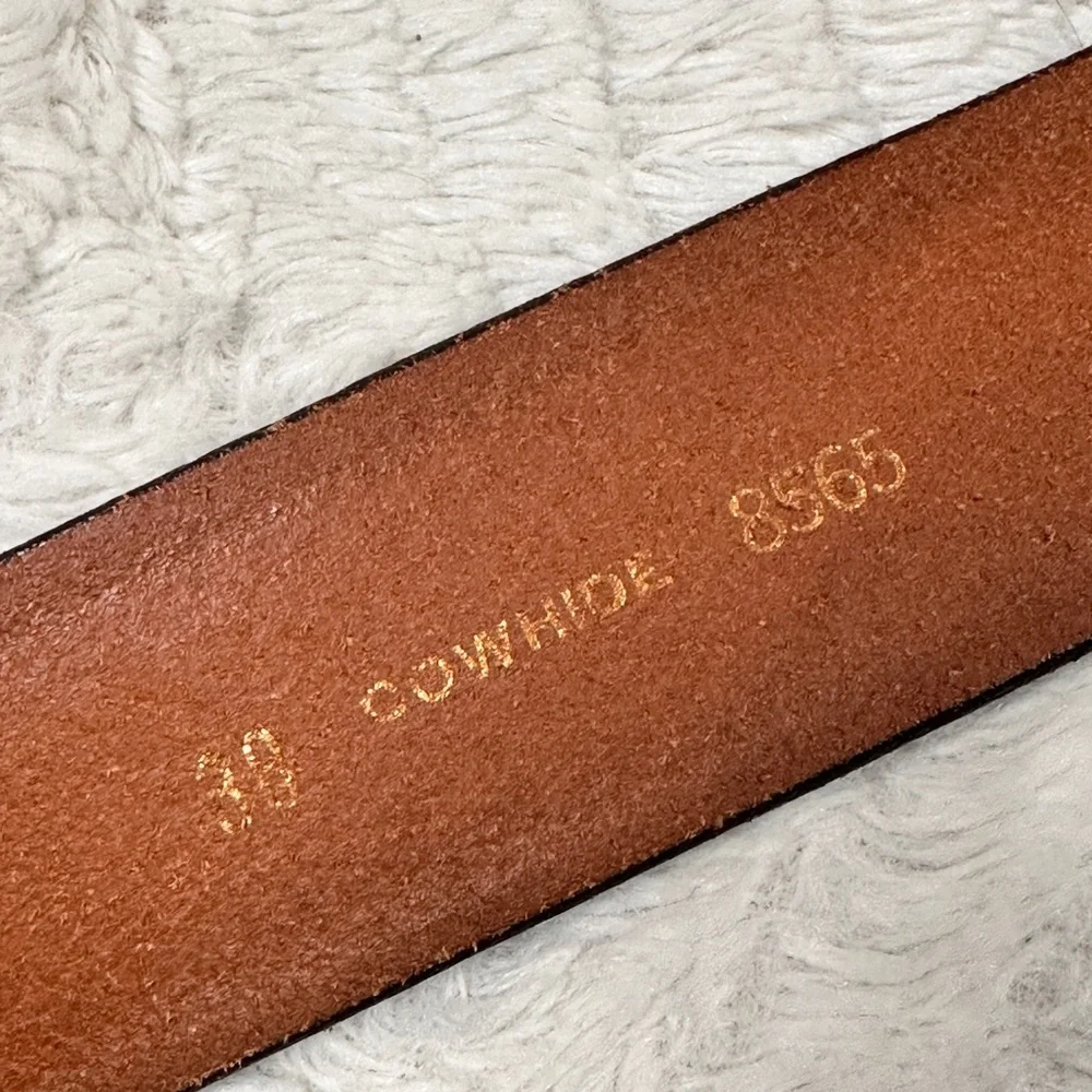 Men's Thick  Brown Leather Tooled Cowhide Belt,  38